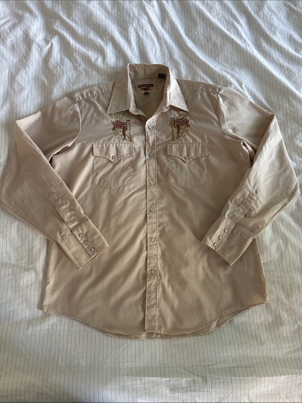 VTG Authentic Western Youngblood Embroidered Long-Sleeve Western Shirt - L